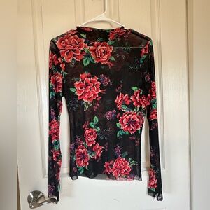 AFRM Red and Green Floral Long Sleeve Top